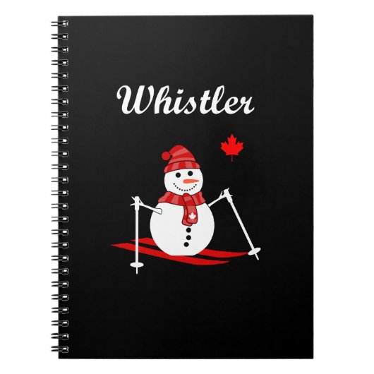 Whistler Canada Skiing Snowman en Red Maple Leaf Notitieboek (Voorkant)