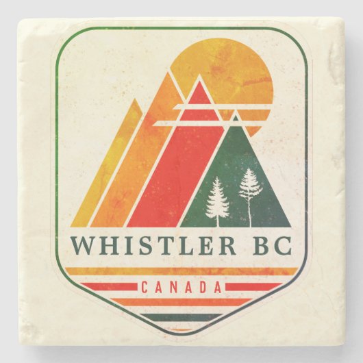 Whistler Canada Skisouvenir jaren 80 Stenen Onderzetter (Voorkant)