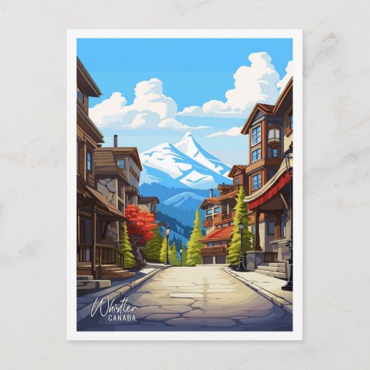 Whistler Canada Vintage reisillustratie Briefkaart (Voorkant)