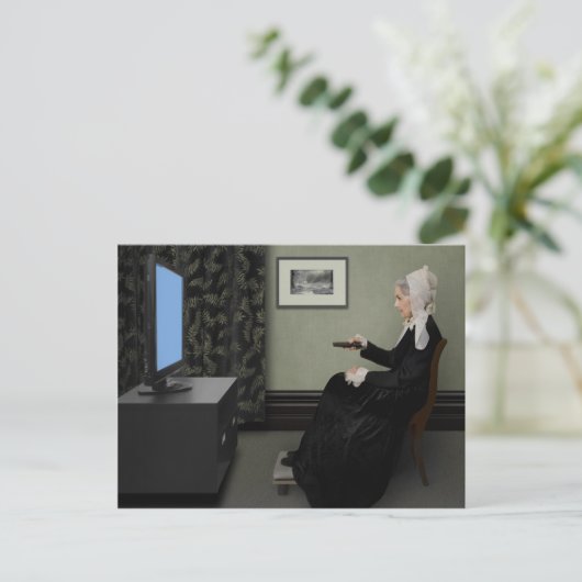 Whistler's moeder die T.V. kijkt. met afstandsbedi Briefkaart (Staand voorkant)