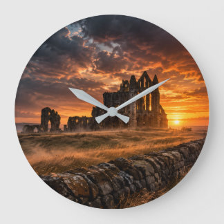 Whitby Abbey Gotische Zonsondergang Ronde Wandklok