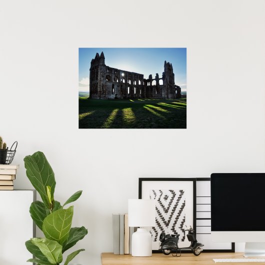 Whitby Abbey zonsondergang Poster (Thuiskantoor)