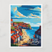 Whitby Engeland vintage reisillustratie Briefkaart (Voorkant)