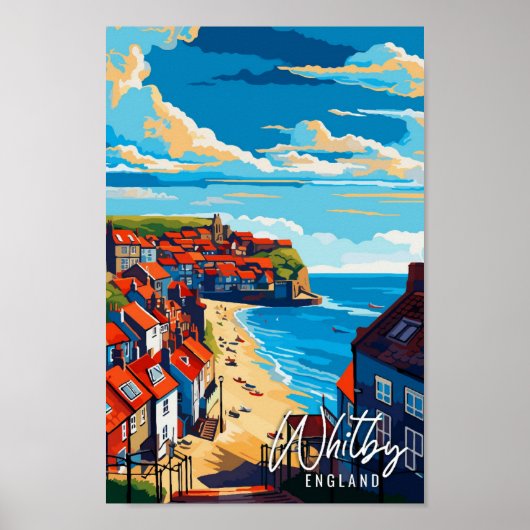 Whitby Engeland vintage reisillustratie Poster (Voorkant)