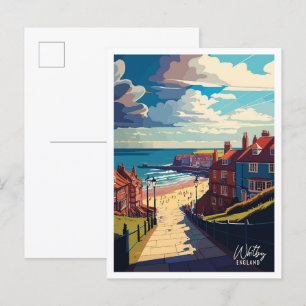 Whitby England Art Vintage Travel Illustratie Briefkaart