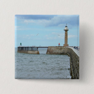 Whitby in North Yorkshire, Engeland. Vierkante Button 5,1 Cm