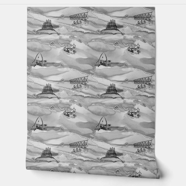 Whitby Pearl Wallpaper in gedempte tonen van grijs Behang (Afrollen)