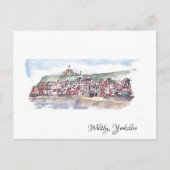 Whitby, Yorkshire waterverf briefkaart (Voorkant)