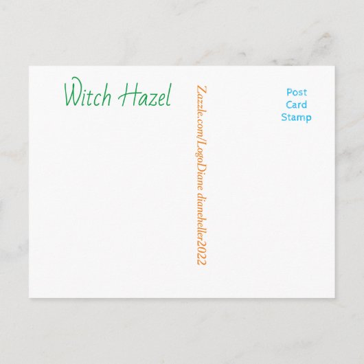 Whitcher Hazel briefkaart (Achterkant)