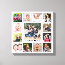 White 13 Foto Collage Family Name Persoonlijk Canvas Afdruk