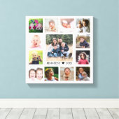 White 13 Foto Collage Family Name Persoonlijk Canvas Afdruk (Insitu (Houten vloer))