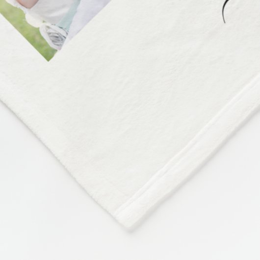 White 16 Photo Collage Monogram Name Calligraphy Fleece Deken (Hoek)