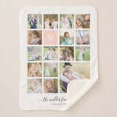White 16 Photo Collage Monogram Name Calligraphy Sherpa Deken (Voorkant)