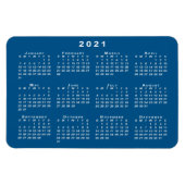 White 2021 Calendar Blauwgroen Blue Background Sja Magneet (Horizontaal)