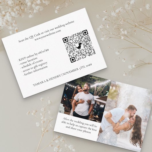 White 2 Photo Online RSVP QR Code Weduwen Informatiekaartje