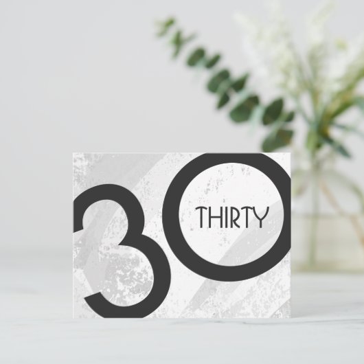 White 30 decade Birthday Briefkaart (Staand voorkant)