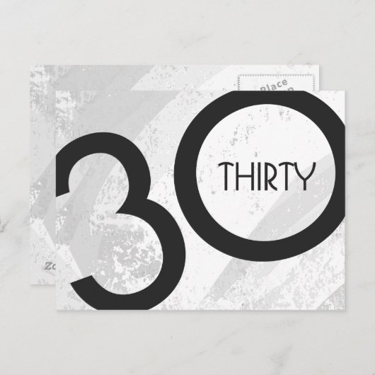 White 30 decade Birthday Briefkaart (Voorkant / Achterkant)