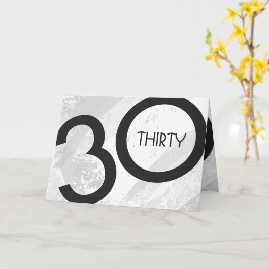 White 30 decade Birthday Kaart (Gele Bloem)