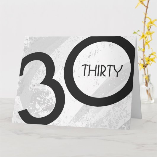 White 30 decade Birthday Kaart (Gele Bloem)