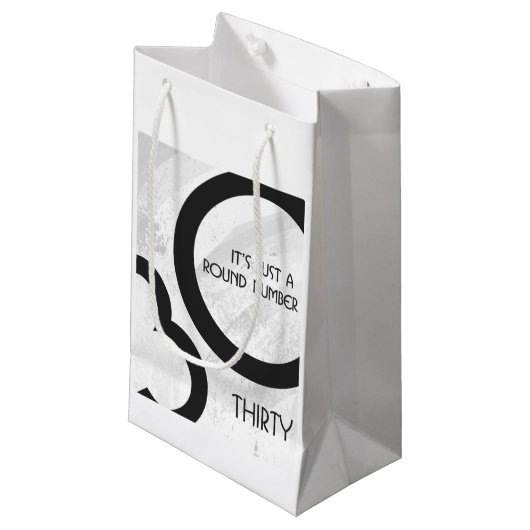 White 30 decade Birthday Klein Cadeauzakje (Voorkant Gekanteld)