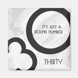 White 30 decade Birthday Magneet