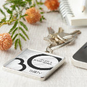 White 30 decade Birthday Sleutelhanger (Zijkant)