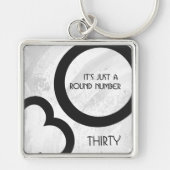 White 30 decade Birthday Sleutelhanger (Voorkant)