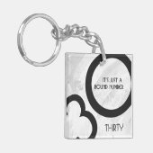 White 30 decade Birthday Sleutelhanger (Voorkant Links)