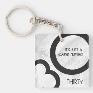 White 30 decade Birthday Sleutelhanger