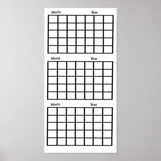 White  3 Month Calendar Poster (Voorkant)