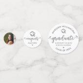 White 3 Photo Afstuderen Modern Script Hearts Pet Confetti (Voorkanten)