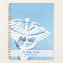 White 3D Caduceus Medical Blue Design