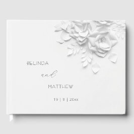 White 3D Floral Roses | Wedding Gastenboek