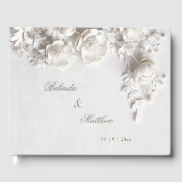 White 3D Floral Roses | Wedding Gastenboek