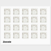 White 3D Floral Roses | Wedding Vierkante Sticker (Vel)