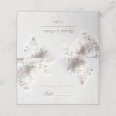 White 3D Flowers Arched Wedding Plaatskaartje (Buitenkant ongevouwen)