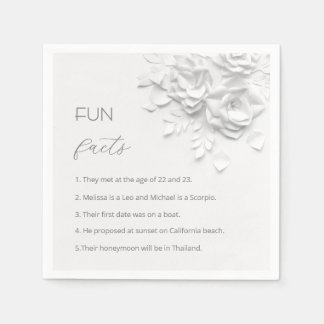 White 3D Flowers Roses Fun Facts Wedding  Servet