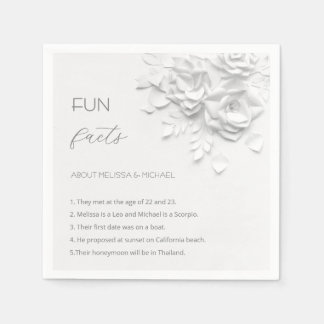 White 3D Flowers Roses Fun Facts Wedding  Servet