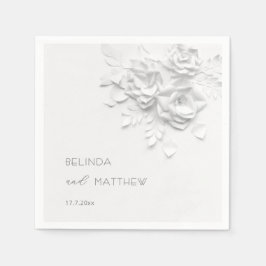 White 3D Flowers Roses Minimalist Wedding Servet