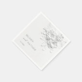 White 3D Flowers Roses Minimalist Wedding Servet (Hoek)