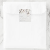 White 3D Flowers Roses Minimalist Wedding  Vierkante Sticker (Tas)