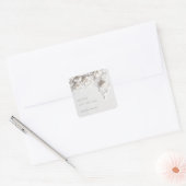 White 3D Flowers Roses Minimalist Wedding  Vierkante Sticker (Envelop)