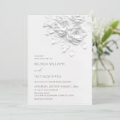 White 3D Flowers Roses Simple Wedding Kaart (Staand voorkant)