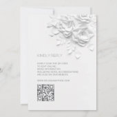 White 3D Flowers Roses Simple Wedding Kaart (Achterkant)