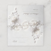 White 3D Flowers Wedding Plaatskaartje (Buitenkant ongevouwen)