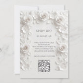 White 3D Roses Frame Wedding Simple Kaart (Achterkant)