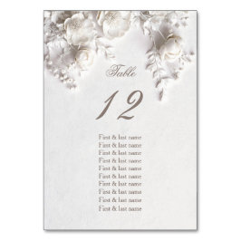 White 3D Roses Wedding Guest Names  Kaart