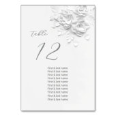 White 3D Roses Wedding Guest Names  Kaart (Achterkant)