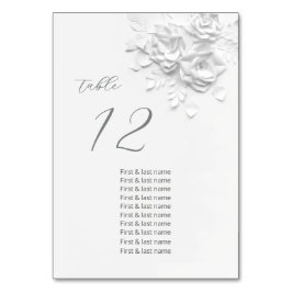 White 3D Roses Wedding Guest Names Kaart