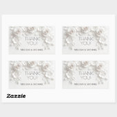 White 3D Roses Wedding Thank You Rechthoekige Sticker (Vel)